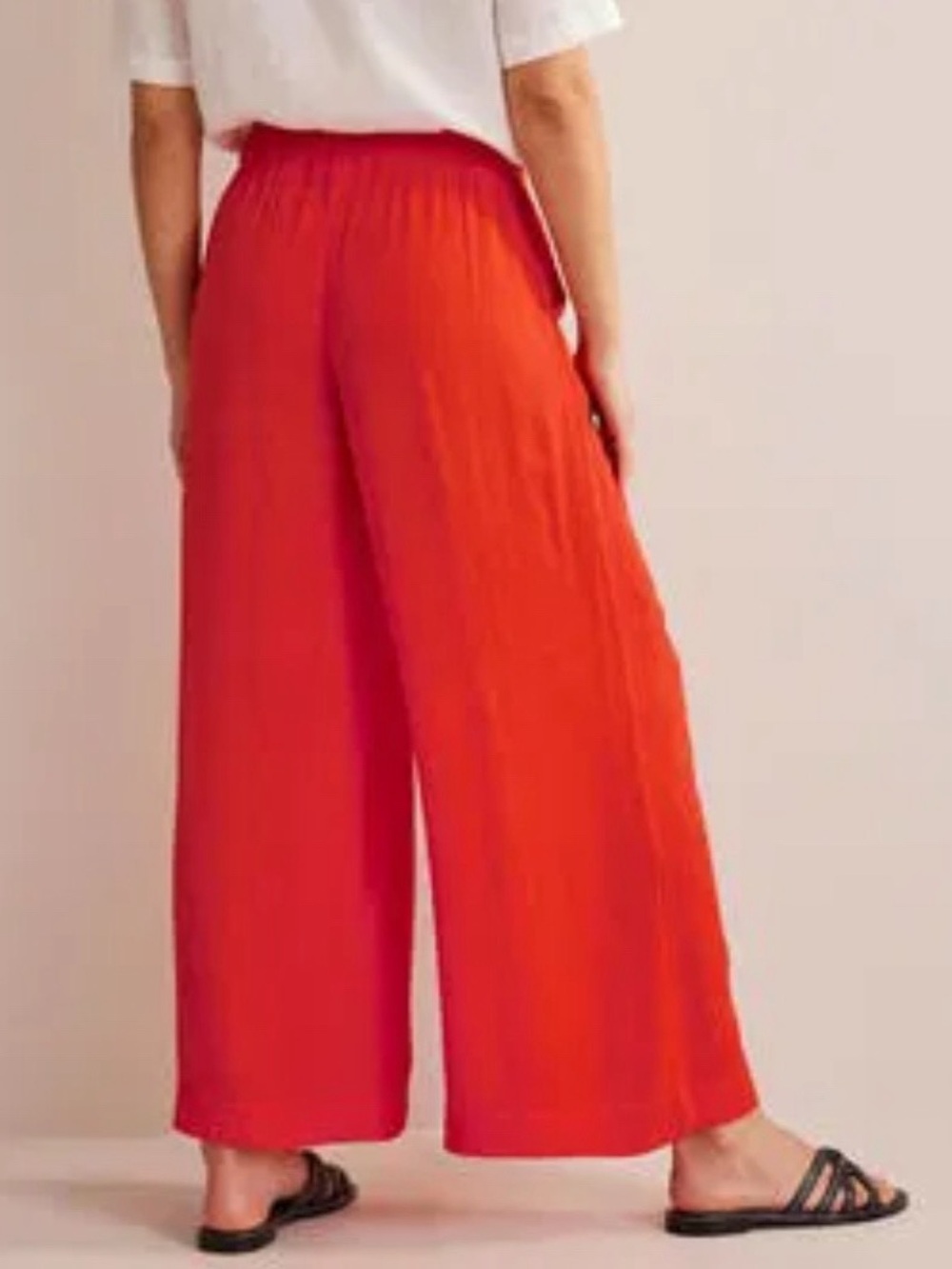 Boden Holiday Wide Leg Pull-On Trousers Size 8R Poppy Red - Picture 2 of 10